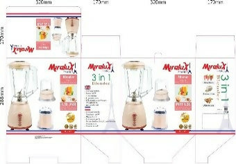 Blender MB-117 countertop blender retail box with product images and labeled features