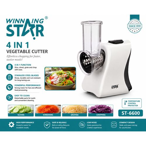 White Winnig Stir 4-in-1 vegetable cutter with stainless steel cutting drum