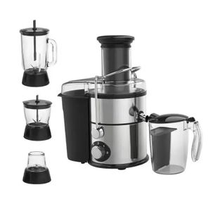 4-in-1 stainless steel blender/juicer with blending jar and included containers
