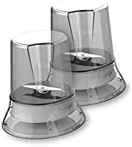 White blender attachments: clear cups with lids for chopping and blending