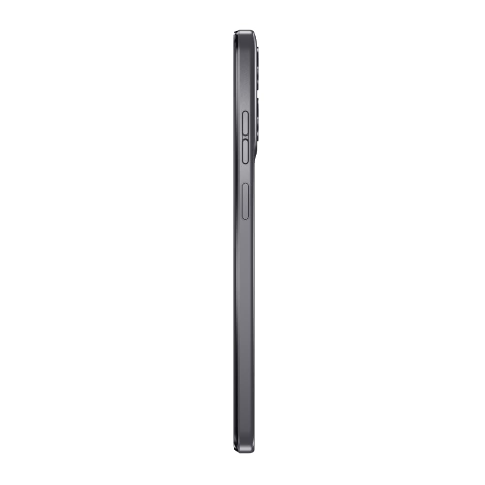 MOTOROLA smartphone in matte charcoal, side profile view with buttons