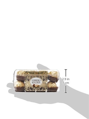 Ferrero Rocher 16-piece chocolate box, side view with 2.9 in (7 cm) height