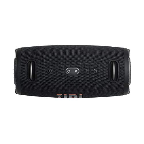 Portable waterproof speaker rear controls panel with buttons and side ports