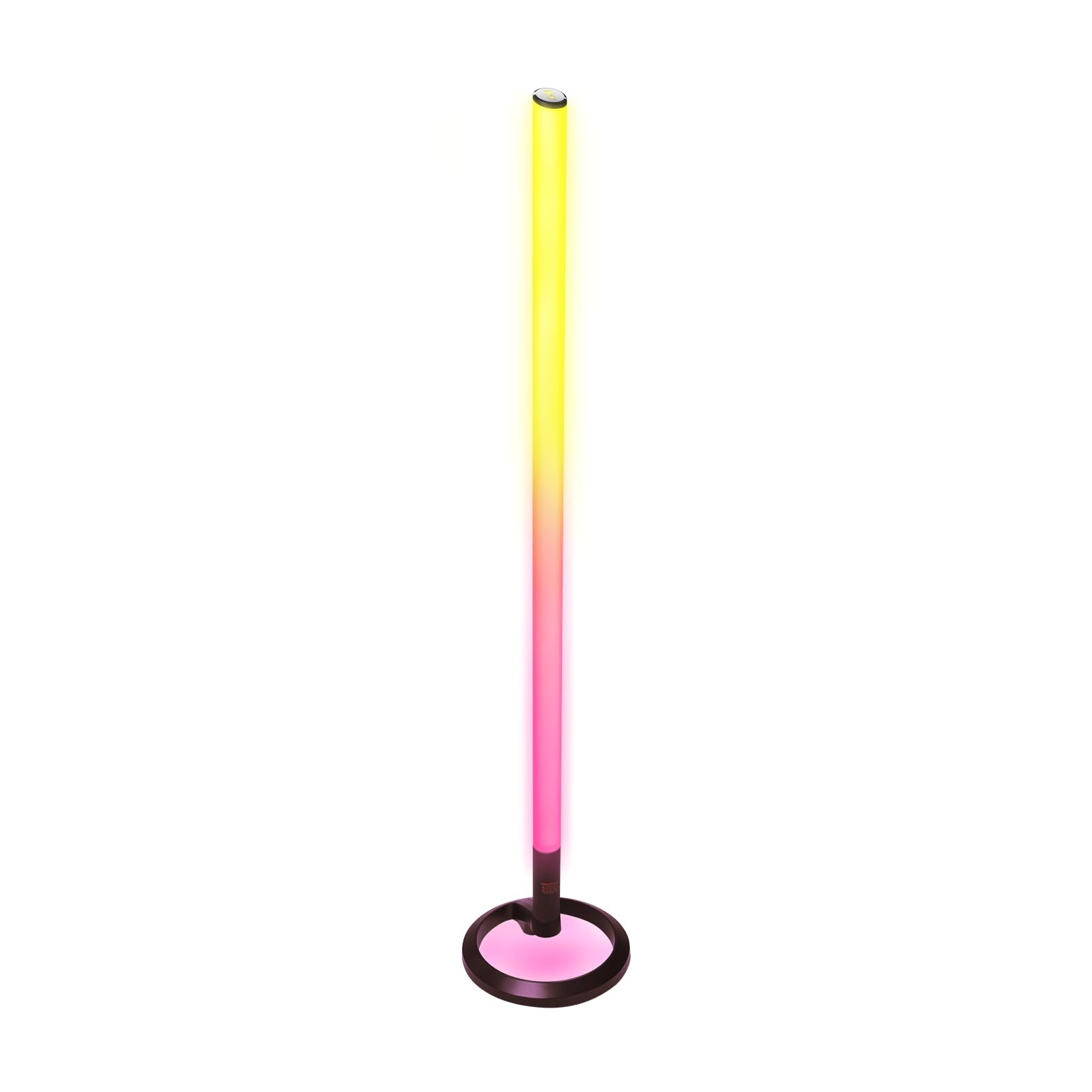 Multicolor light pole accessory with glowing gradient and round base