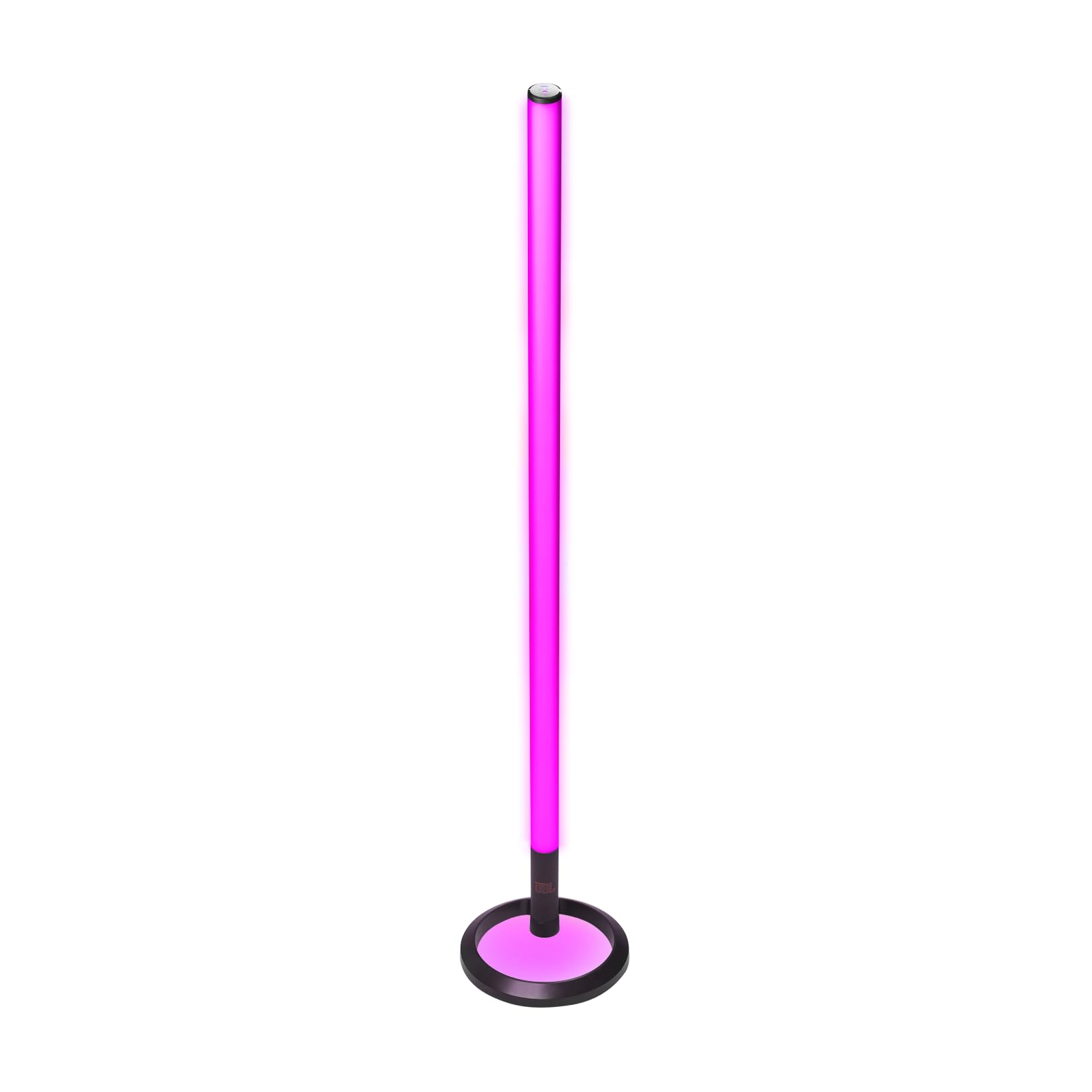 LED light bar on stand with glowing pink tube and circular base