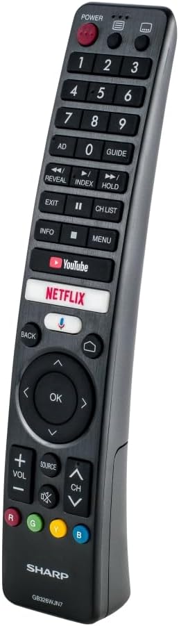 Sharp TV remote control with Netflix and YouTube buttons