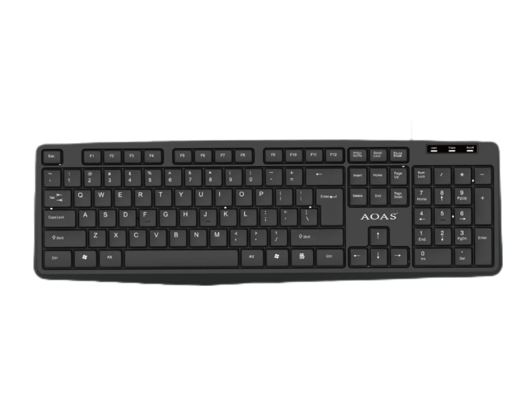 Black full-size keyboard with numeric keypad and QWERTY keys