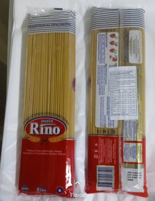 Rino spaghetti pasta packs (500 g), yellow dried noodles in sealed bags