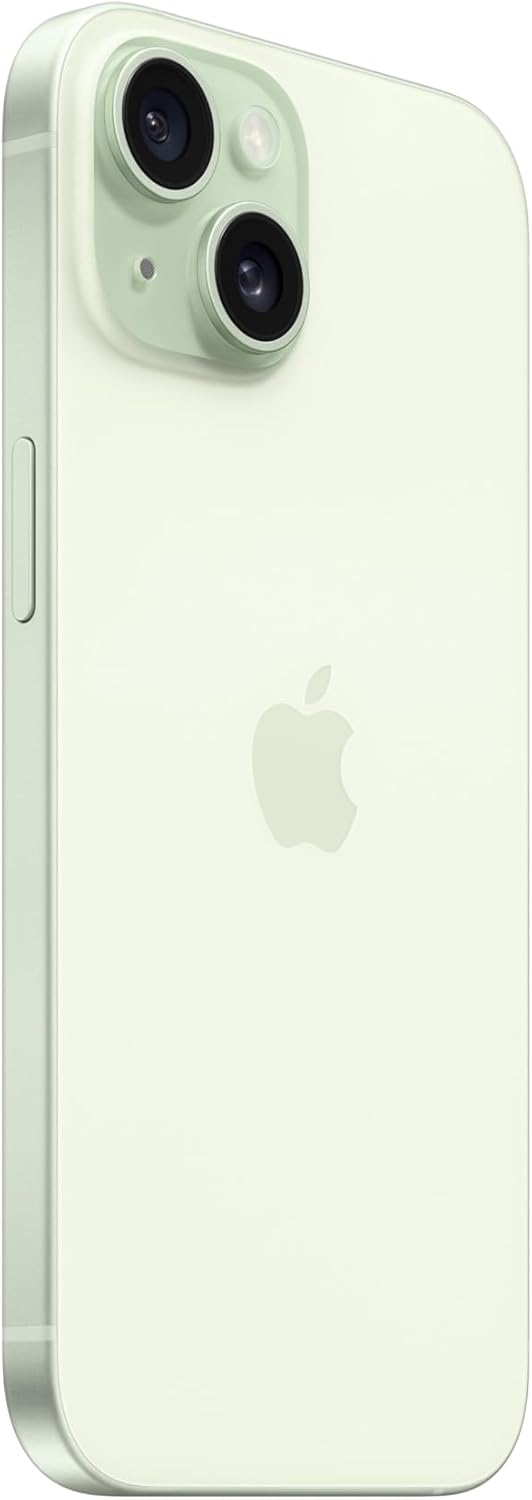 Light green smartphone back with dual cameras and Apple logo