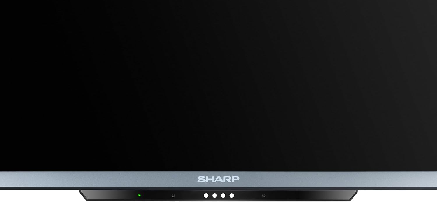 Sharp 55-inch TV front bottom edge with power indicator and control buttons