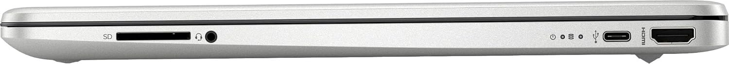 HP 15s laptop left side with ports and headphone jack