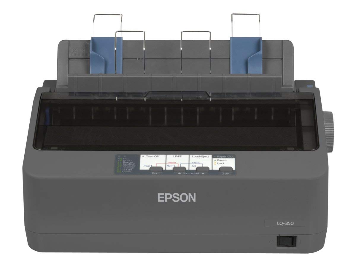 Epson LQ-350 24-pin dot matrix printer, front view with top paper holders