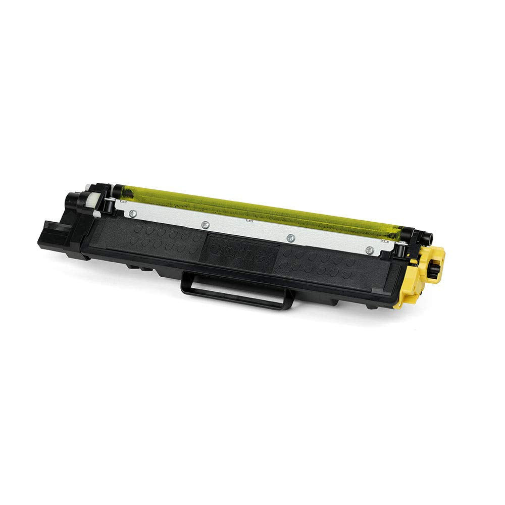 Yellow toner cartridge with green-yellow band and black housing