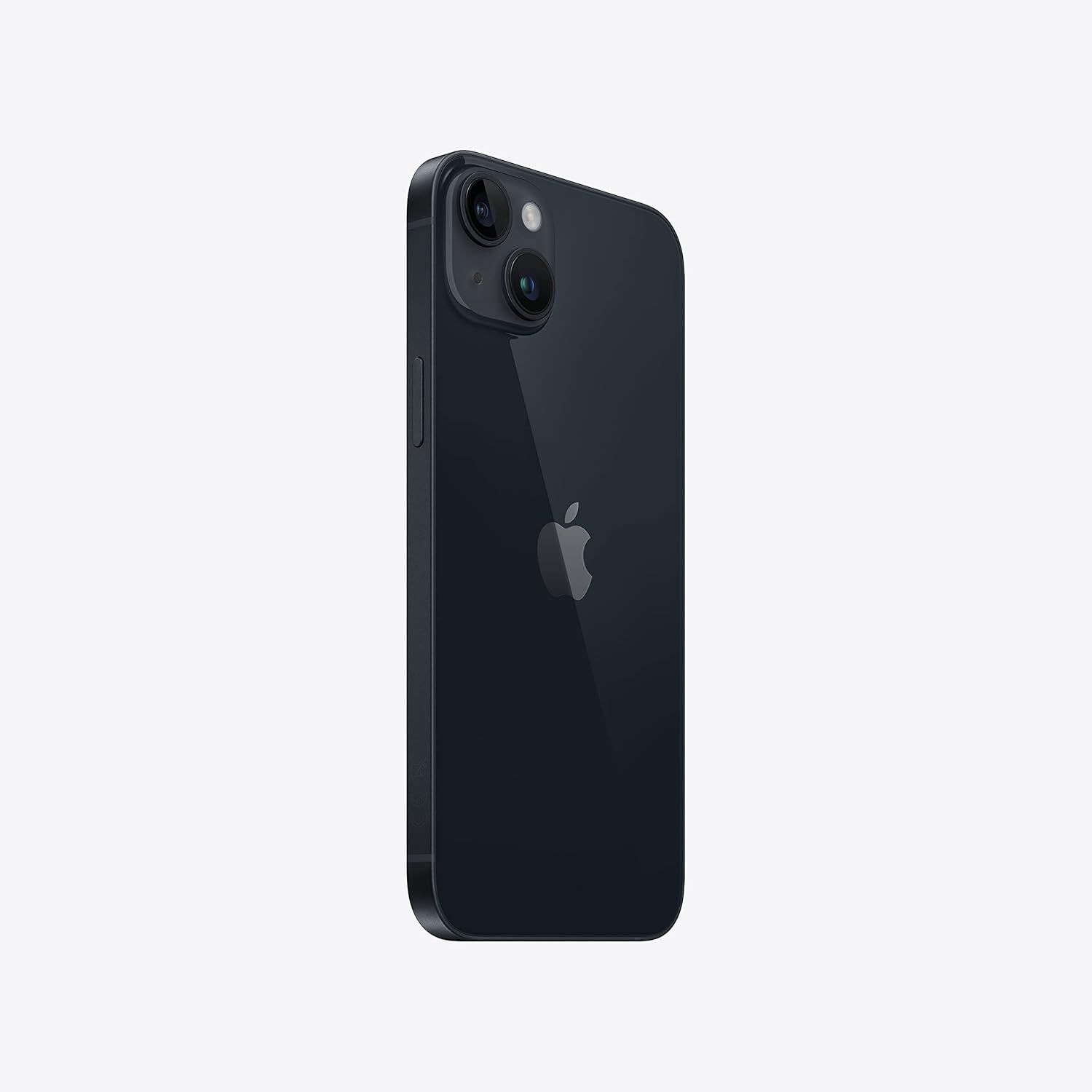 iPhone back view with dual camera lenses, Apple logo, dark finish