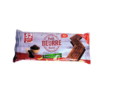 Petit BEURRE cocoa biscuit pack, 5 pieces, wrapped in red and white foil