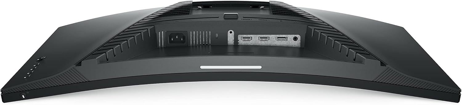 Curved gaming monitor rear ports panel under the curved back housing