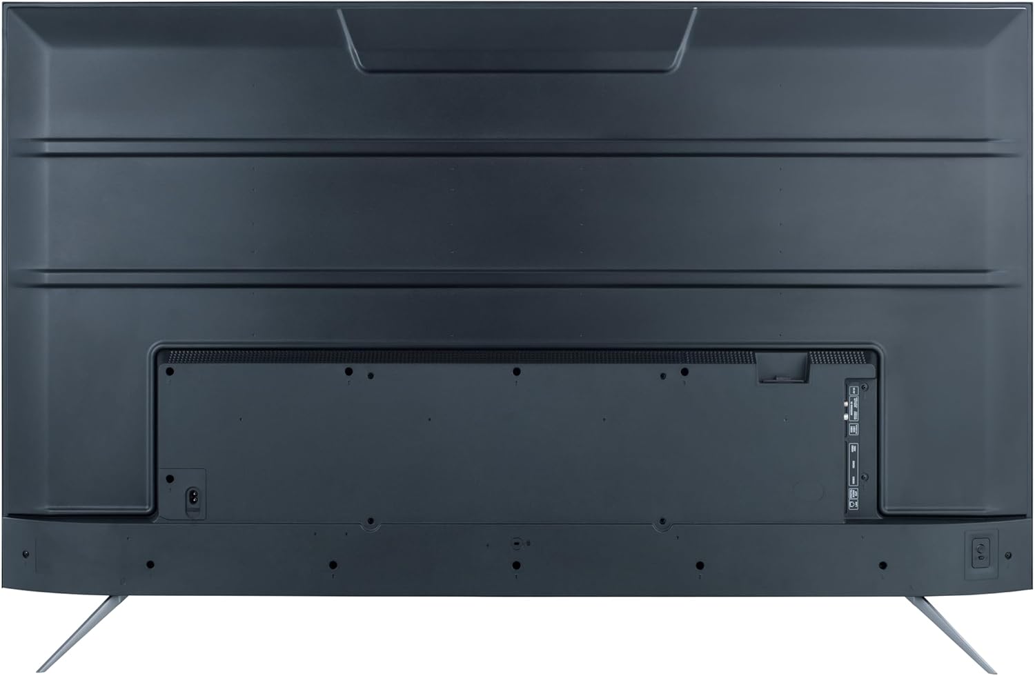 Sharp 55-inch TV rear panel showing ports and wall-mount mounting bracket