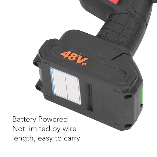 Cordless high-pressure washer battery pack labeled 48V with LED screen