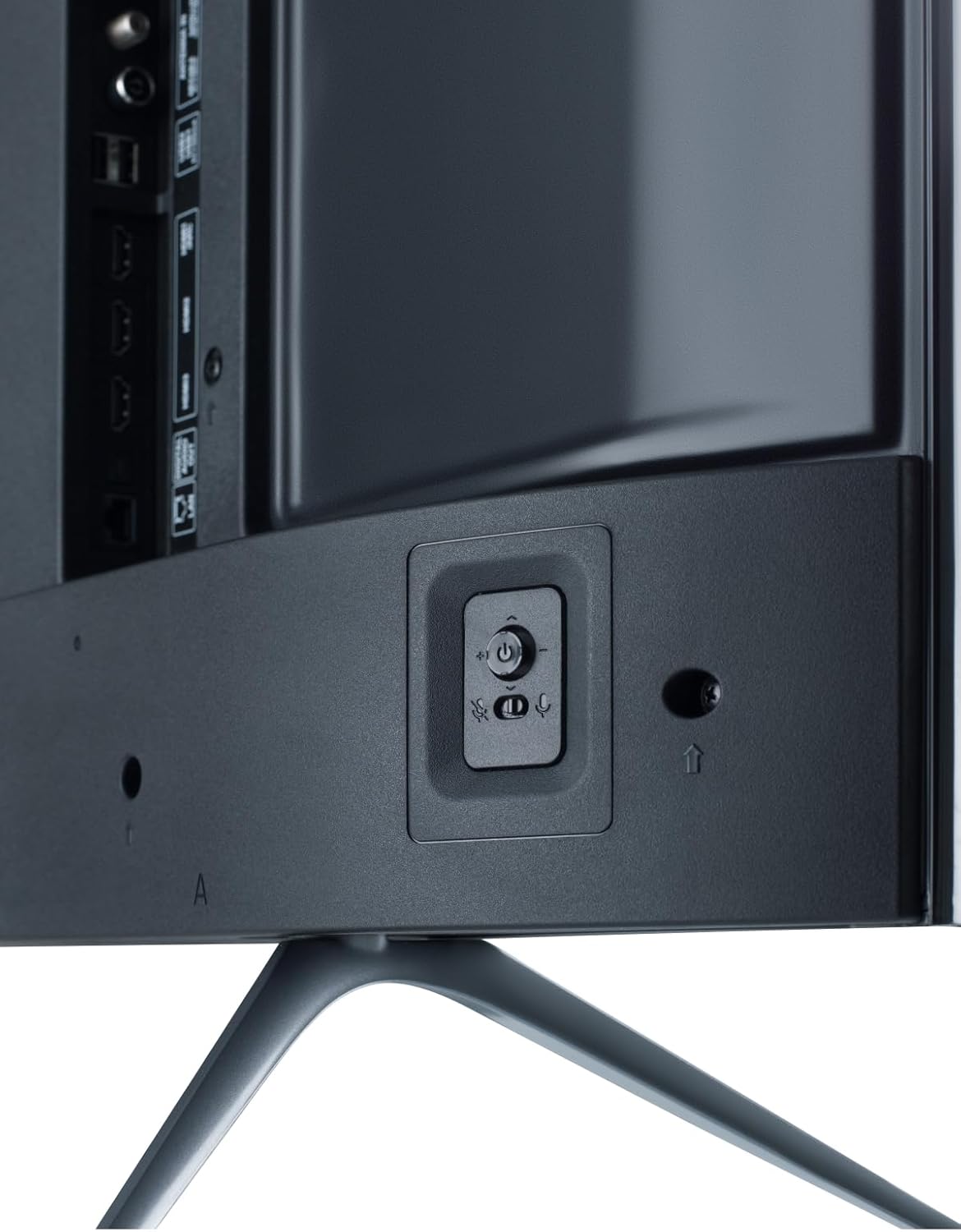 Sharp 55-inch TV back ports and power switch area