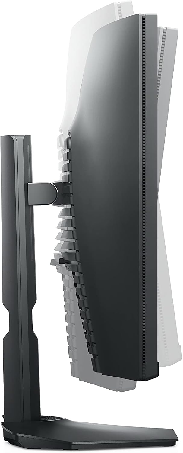 Curved gaming monitor back edge profile with black stand and port area
