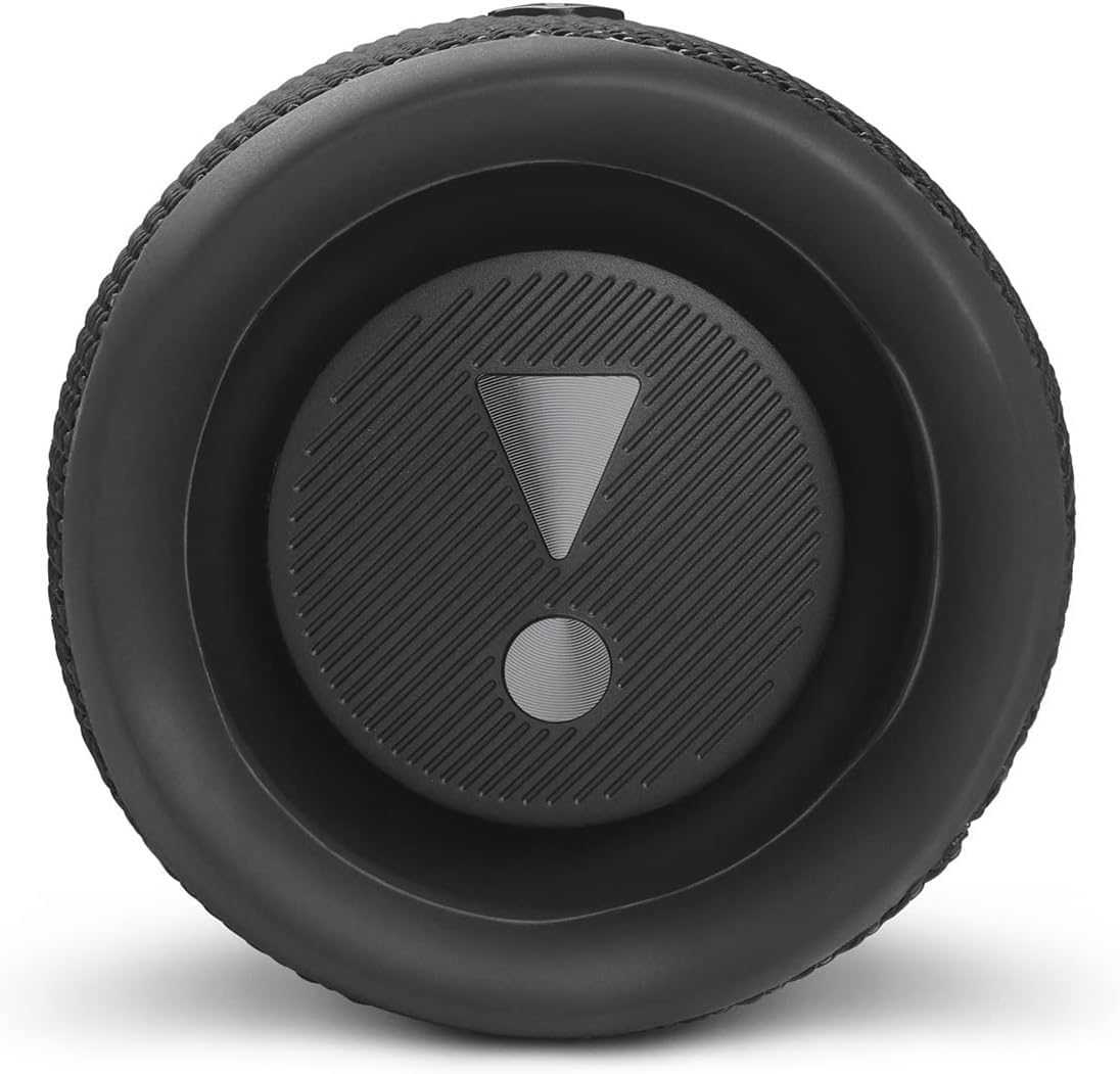 JBL Flip 6 portable speaker, black base with circular passive radiator grille