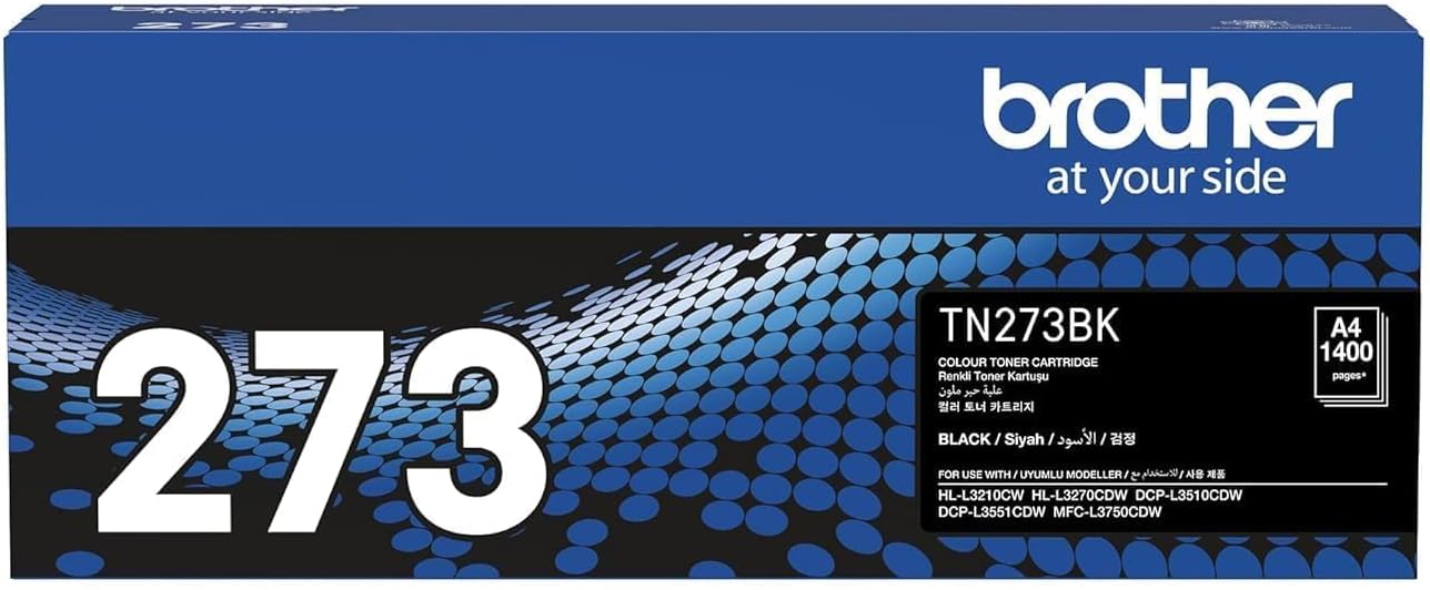 Brother TN273BK black toner cartridge box, A4 1400-page print label