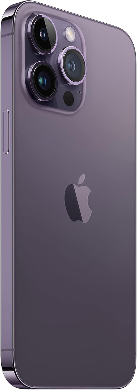 Deep Purple iPhone 14 Pro Max back view, dual cameras and flash with Apple logo