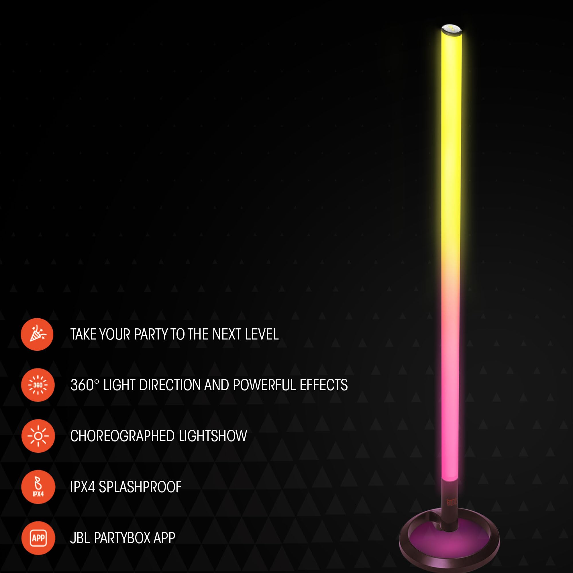 LED light bar on stand with base, glowing pink-to-yellow gradient
