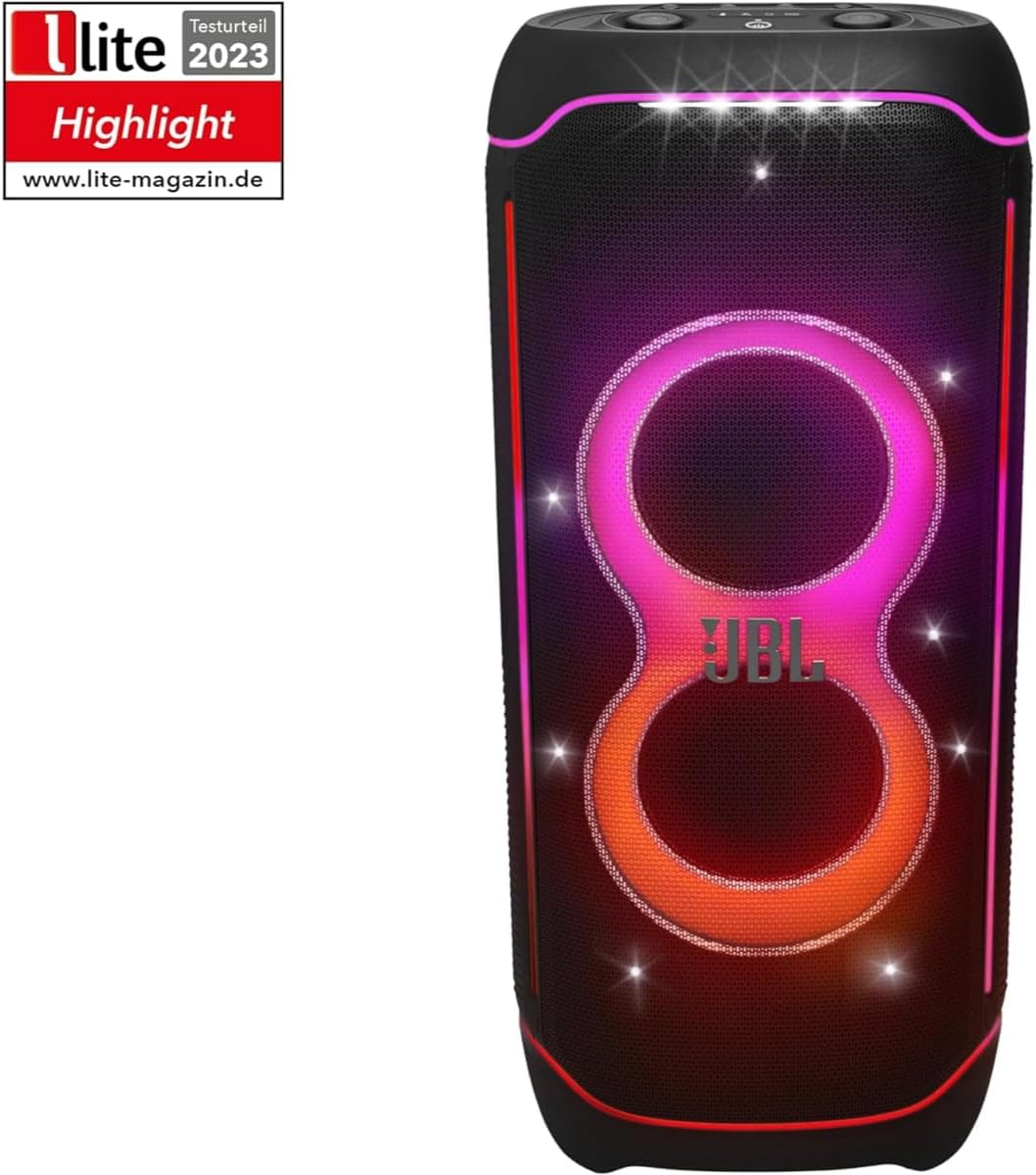 JBL portable Bluetooth speaker with large dual speaker LED glow and light effects