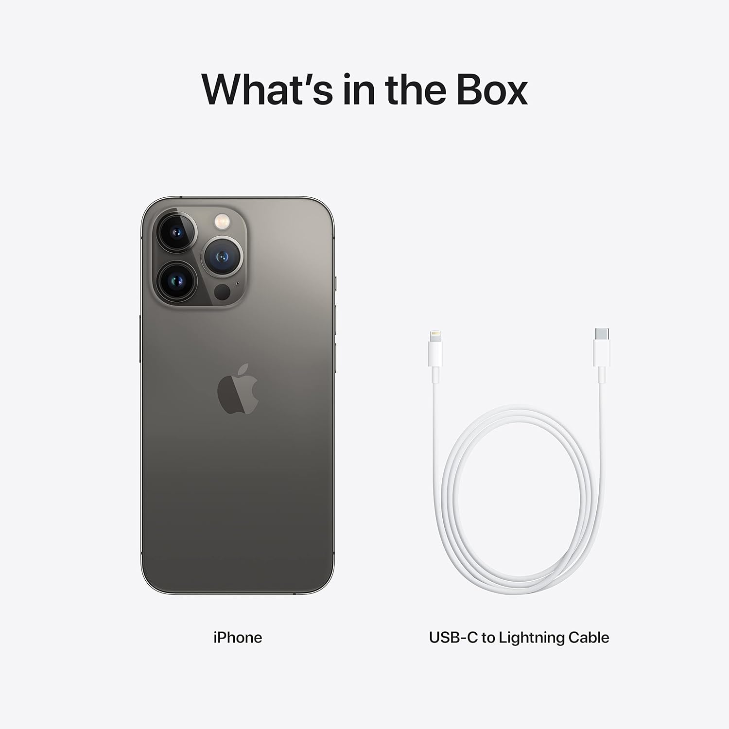 Graphite Apple iPhone back with USB-C to Lightning cable