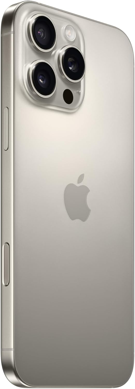 Silver Apple iPhone back view with triple cameras and Apple logo
