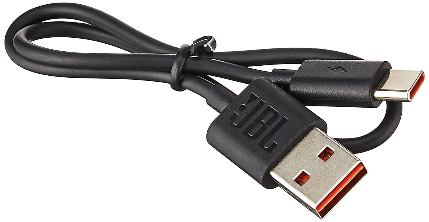 Black JBL GO 3 USB charging cable with dual connector ends