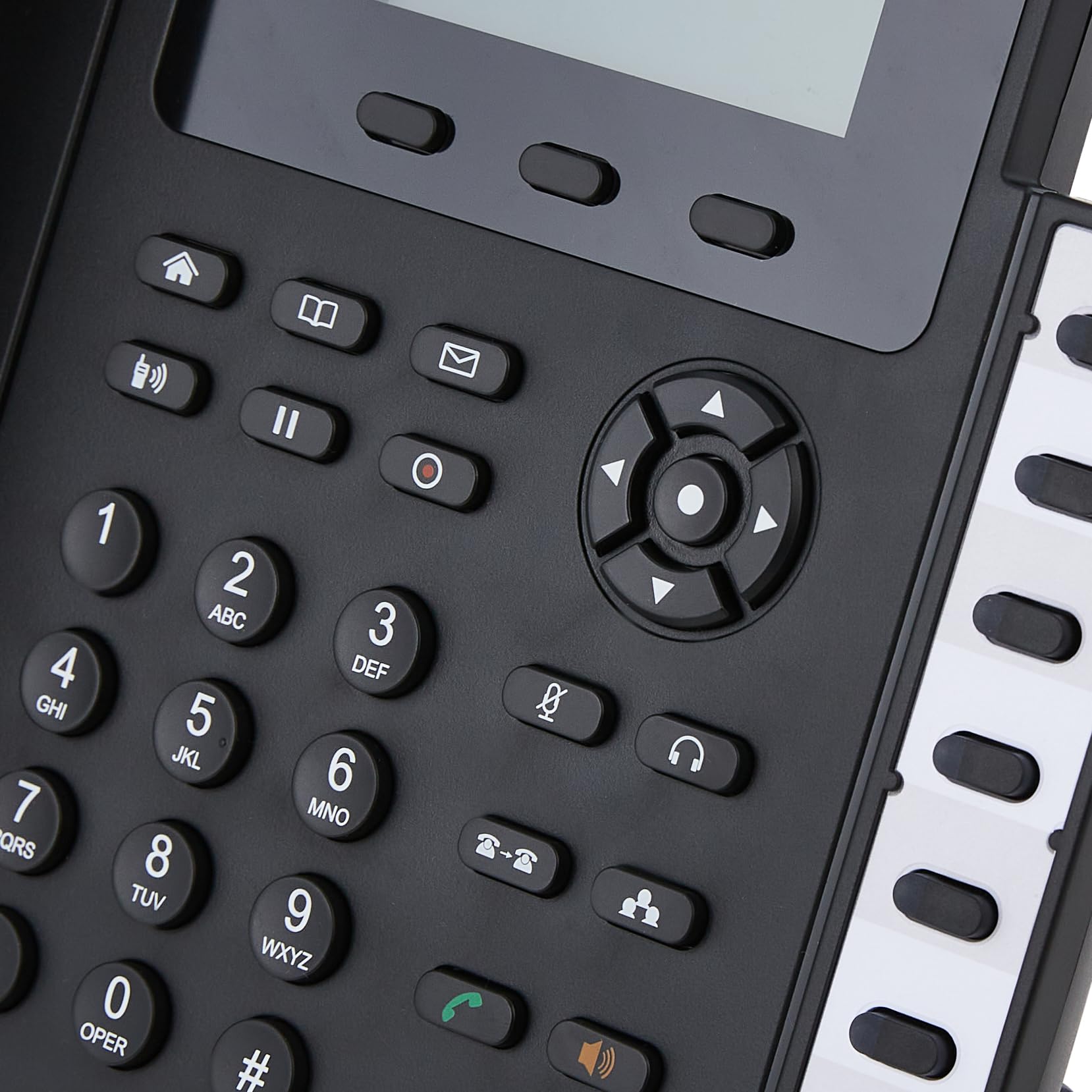 Grandstream SIP entry phone keypad and navigation buttons detail, black
