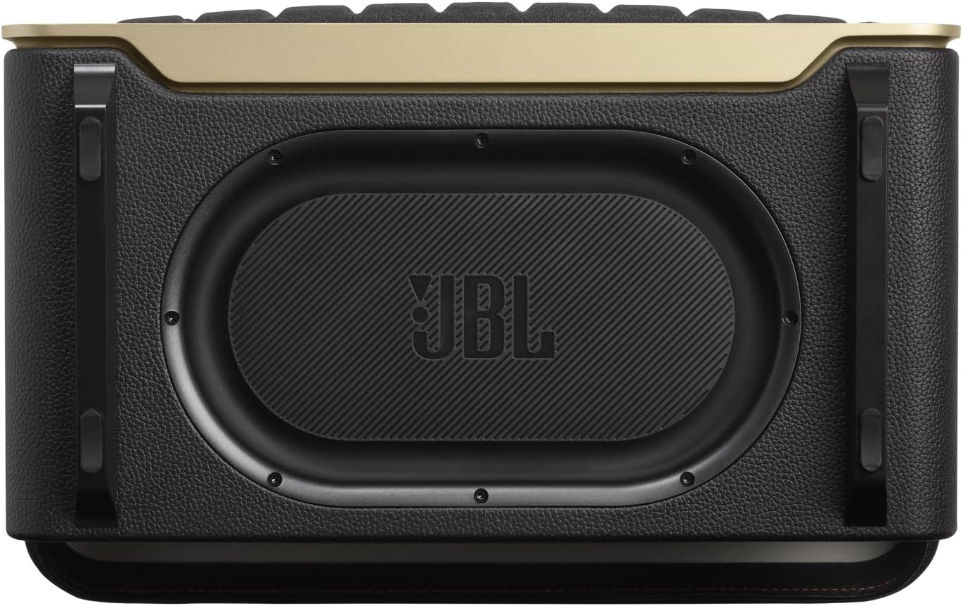 JBL smart home speaker subwoofer face with JBL logo and black grille