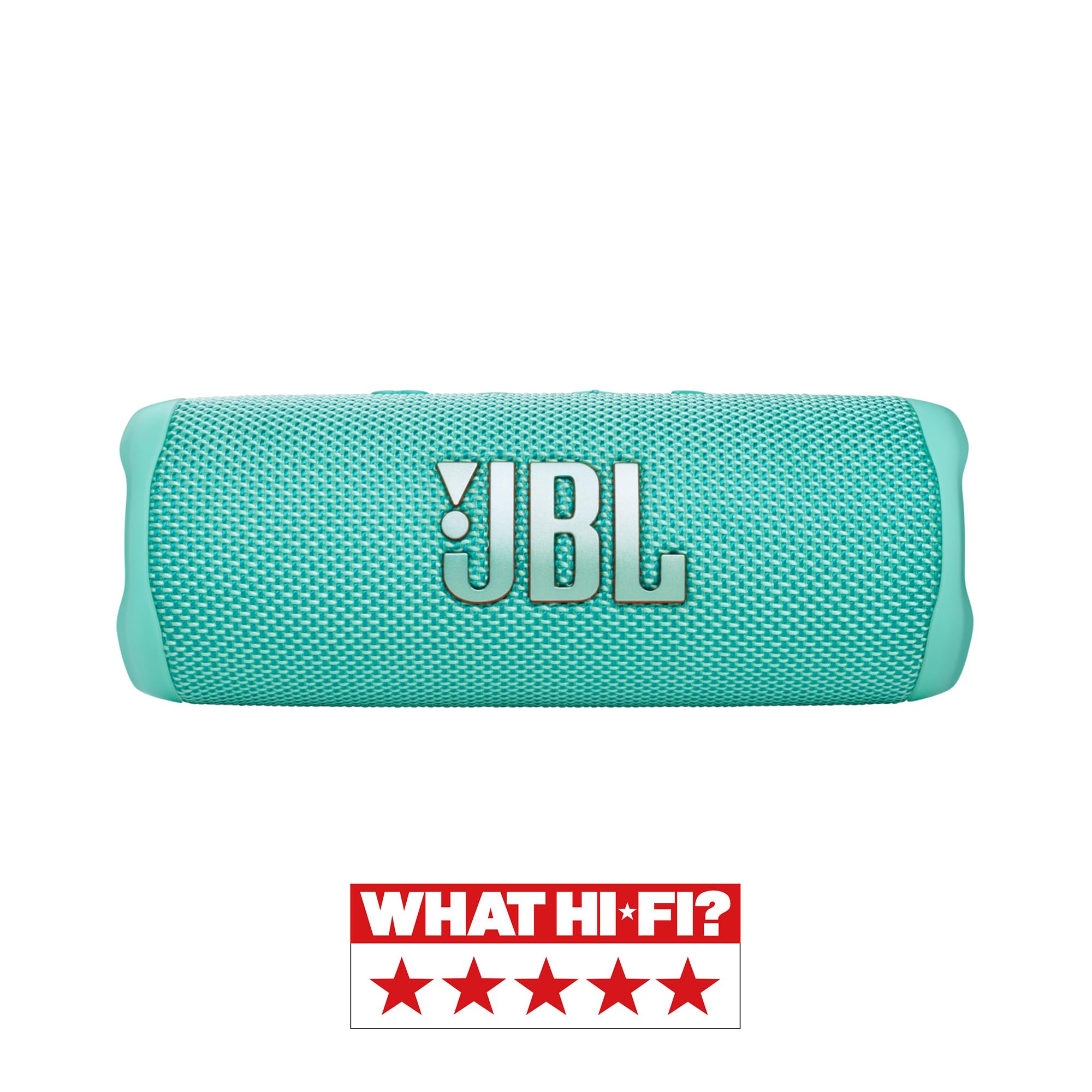 Teal portable Bluetooth speaker with JBL logo on the front grille