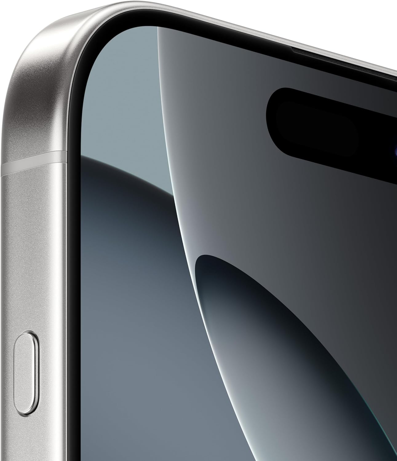 Black titanium iPhone close-up showing side button and dark curved display edge