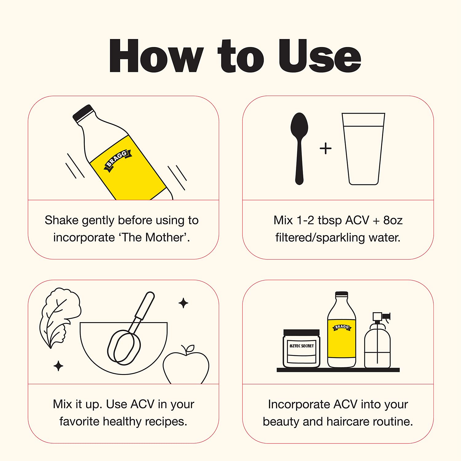 How to use label: shake before use; mix ACV with water or add to recipes.