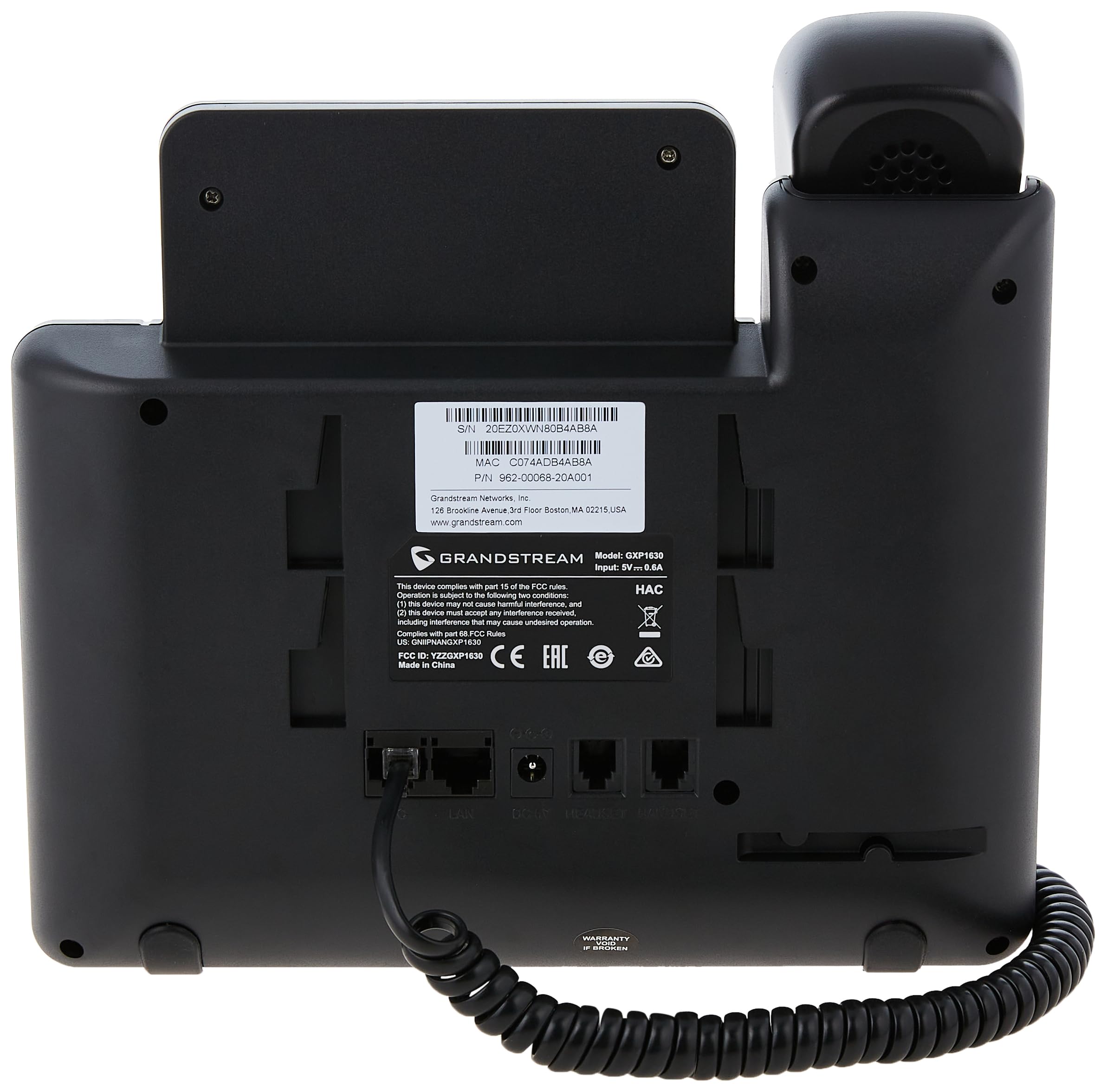 Grandstream SIP entry phone back with ports and label area, black