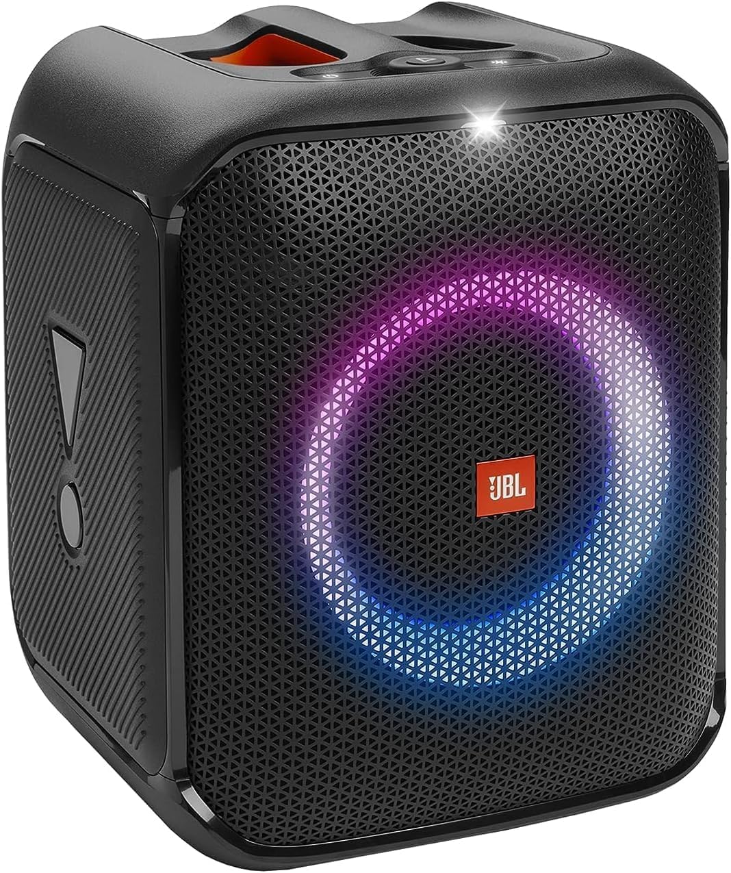 JBL PartyBox portable Bluetooth speaker with illuminated grille and JBL logo