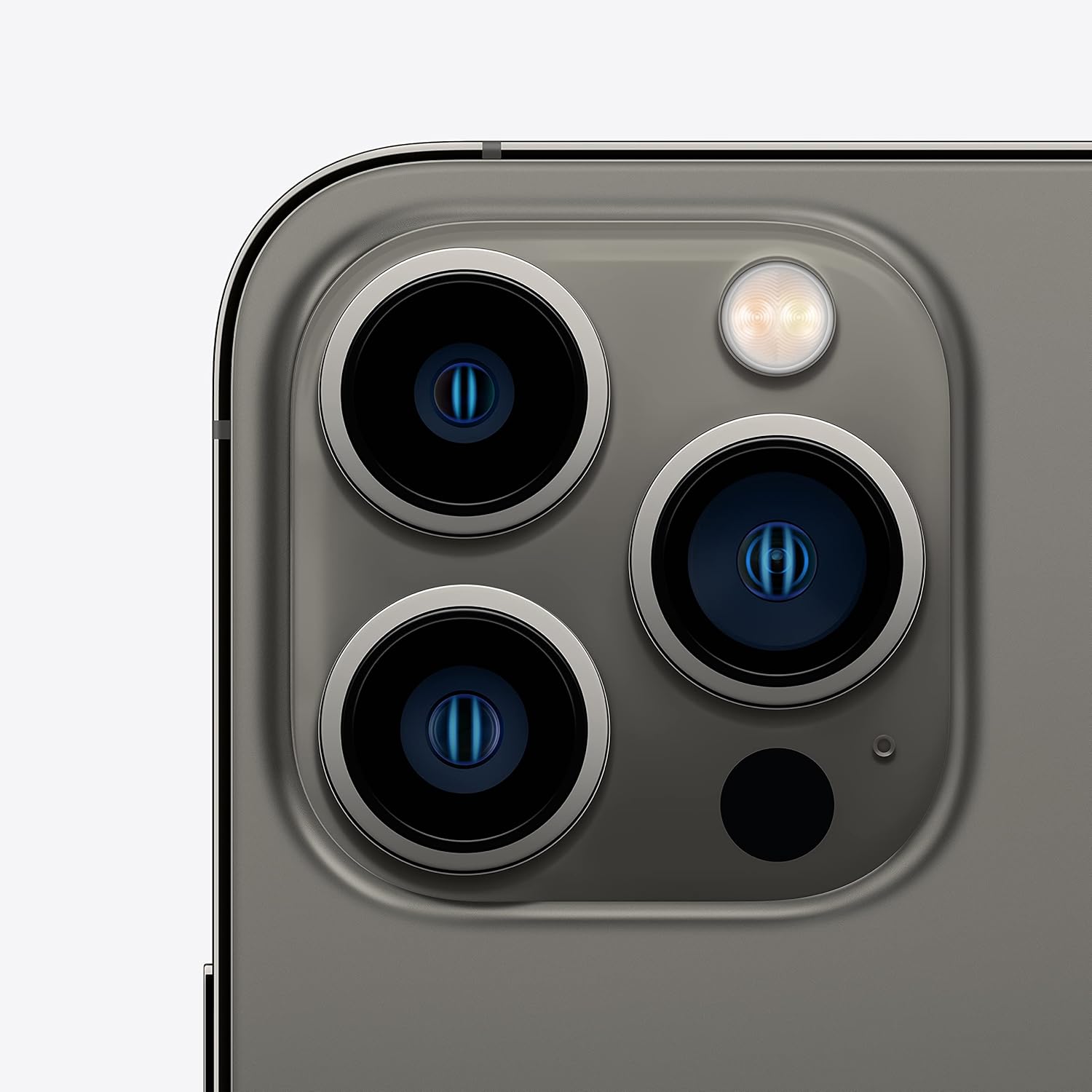 Apple iPhone Pro rear triple-camera module with flash in graphite