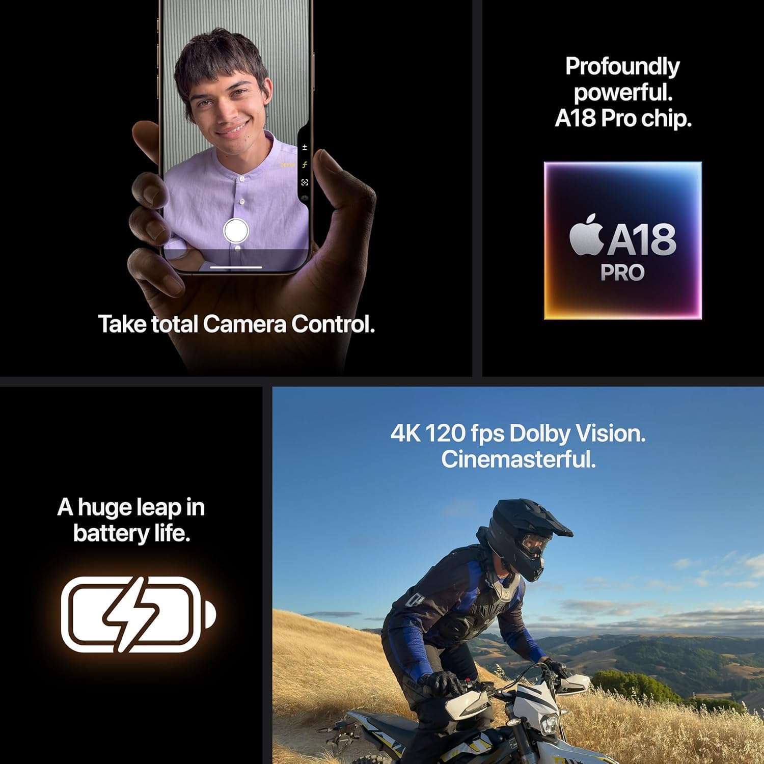 Smartphone marketing graphic with person using phone and chip feature visuals
