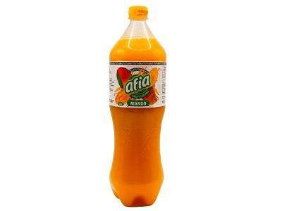 Afia mango fruit drink bottle with yellow cap and orange mango juice