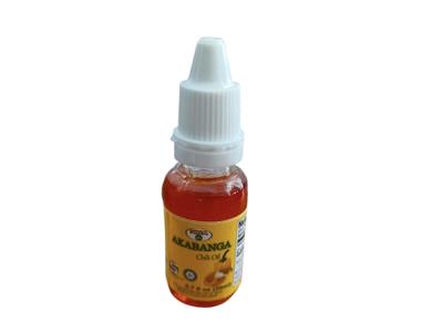Akabanga yellow pepper 20 ml dropper bottle with white tip and amber liquid