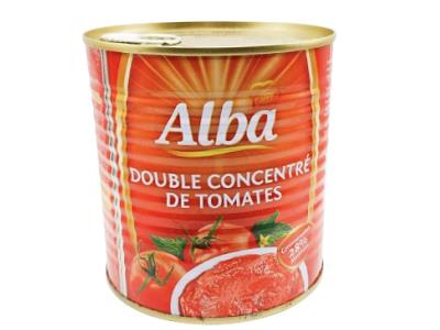 Alba tomato paste can, red label with tomato image