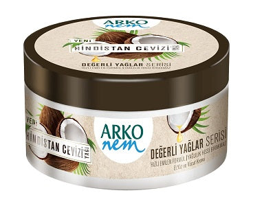 Coconut cream jar, cream label with dark brown lid, 250 ml