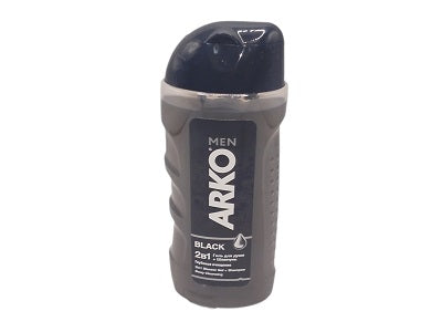 Arko Men Black 2-in-1 shower gel and shampoo bottle, black plastic with pump cap