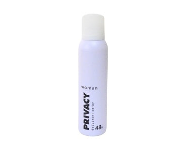 Aromel Privacy deodorant spray, light purple can with white cap, 48h label