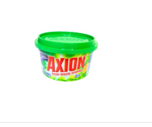 Dishwashing detergent tub with green lid and citrus lemon label