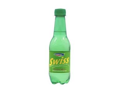 Lemon-lime soda bottle, green plastic 300 ml with green cap and screw top
