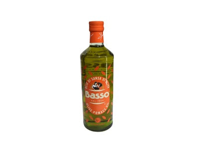 Basso olive pomace oil bottle with orange cap, 1L
